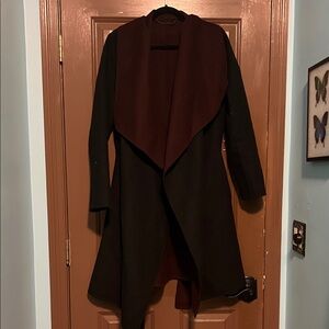 Diane von Furstenburg Reversible Black and Burgundy Coat M